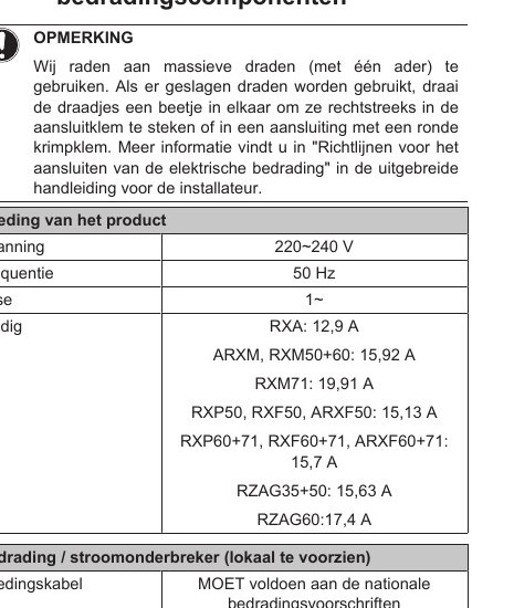 RXA B8.RXM50A9.RXM A.ARXM50A9.ARXM60 71A.RXP50 71N9.RXF50D6V1B.RXF60 71D9.ARXF50A6V1B.ARXF60 71A9.RZAG B Installation manual 3PNL766062 2 — pagina 14